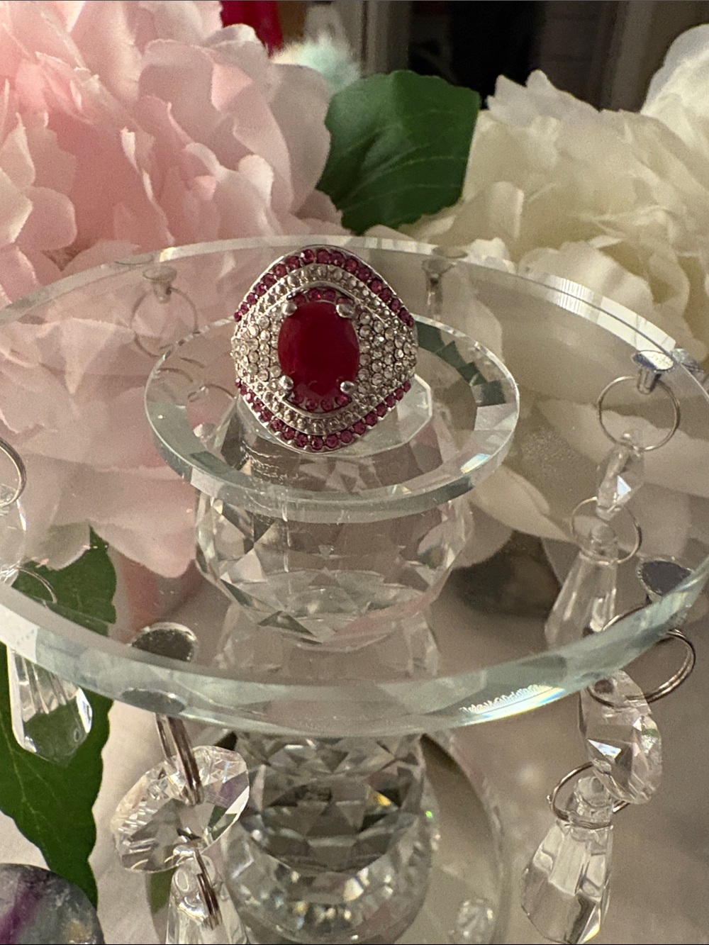 Red Crystal Halo Statement Austrian Cristal’s Indian style